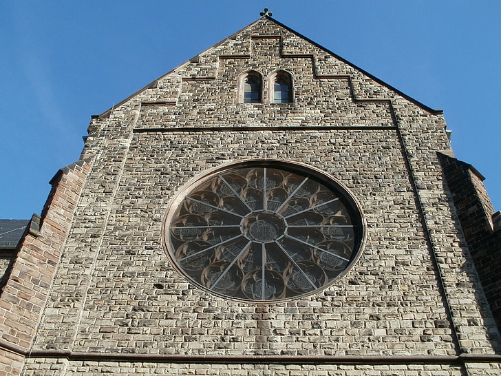 gótikus, templom, St. josef, &, Gergely, ablak, Rozetta