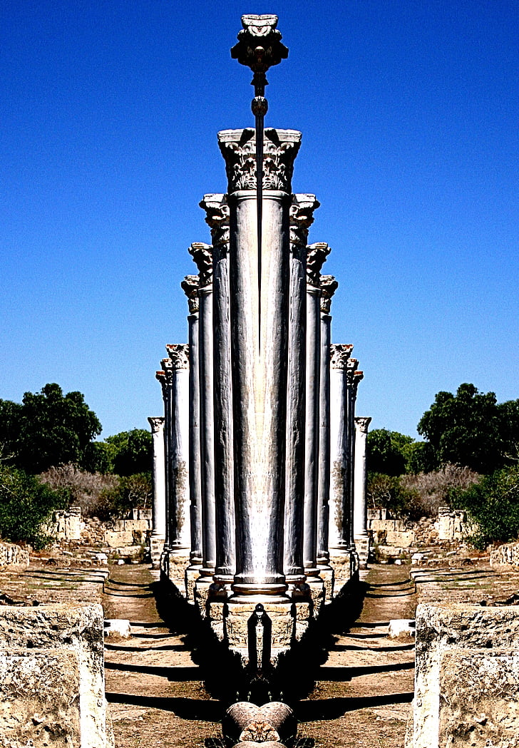 Salamis, Romawi, reruntuhan, marmer, kolom, situs, Arkeologi