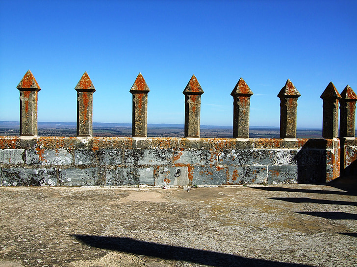 várfal, oromzat, Castelo de beja, Beja, Portugália, Castle, fal