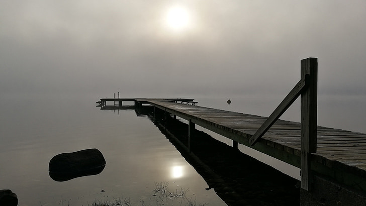 morgen, innsjø colico, Chile, natur, Pier, sjøen, brygge