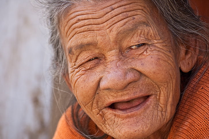 stará dáma, úsměv, Krásné, Žena, staré, starší pacienti, portrét