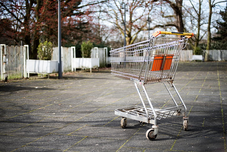 cart, grocery, outdoor, trees, plant, shopping Cart