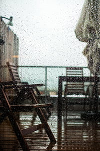 üveg, ablak, eső, veranda, szék, Chill, Relax