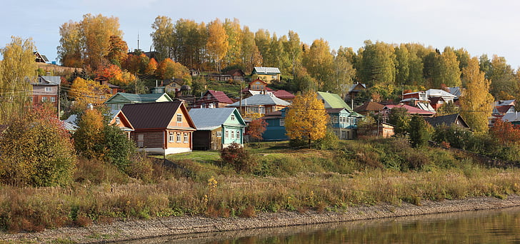 Plyos, Volga, vesnice, podzim