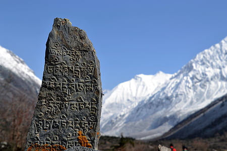 himalayas, nepal, stone, mountain, nature, snow, landscape