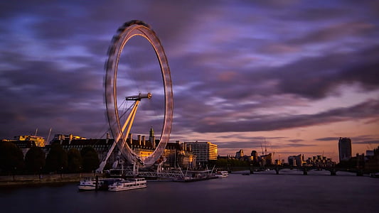 london, eye, photo, nighttime, city, cloud, clouds