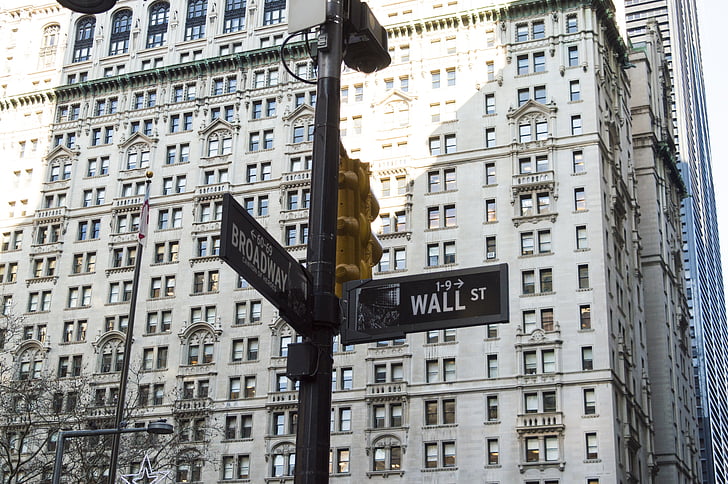 Wall street, financiële, New york, muur, Straat, Business, Financiën