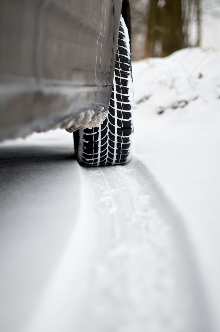 avto, sneg, zrel, sledi, pnevmatike skladbe, profil