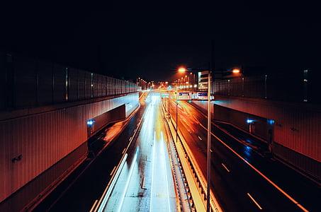 time, lapse, photography, vehicles, highwat, highway, night