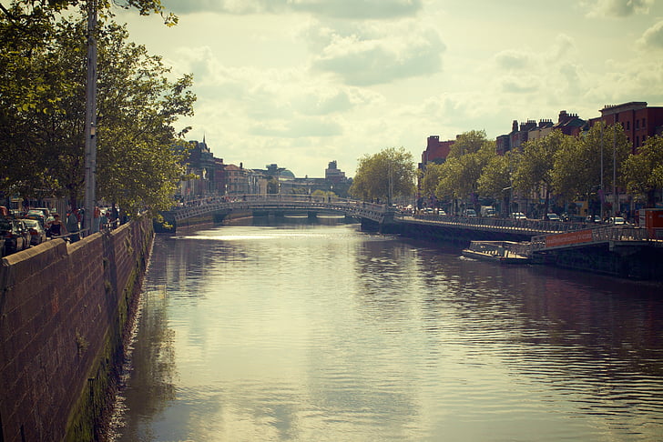 Río liffey, Dublin, Irlanda, puente, agua, canal, ciudad