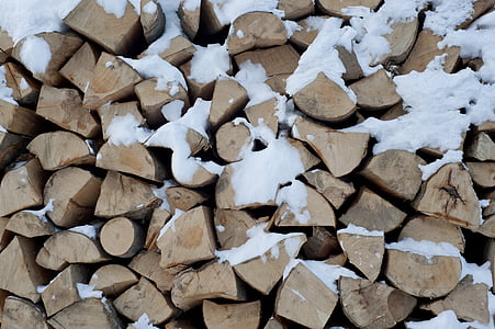 chopped, chopped wood, cold, covered, cut, hardwood, icy