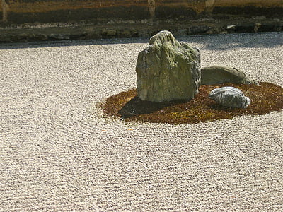 Zen, jardim de pedra, Japão, jardim japonês, seixo, pedras, rocha