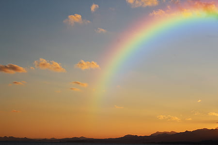 photo, rainbow, nimbus, clouds, background, sunset, cloud