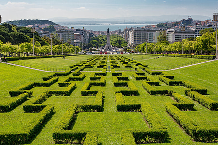 Lisabonas, Portugāle, Eiropa, ceļojumi, orientieris, siluets, dārzi