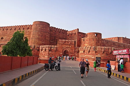 fort d'Agra, Patrimoni de la Humanitat per la UNESCO, entrada principal, històric, arquitectura, Mogolistan, Rosa Gres