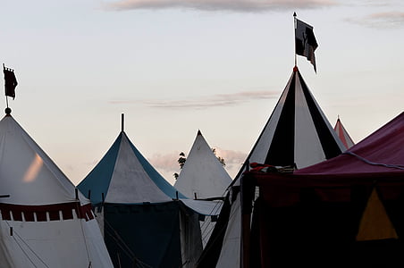 mercado medieval, acampamento do exército, Dicas de tenda, céu, nuvens