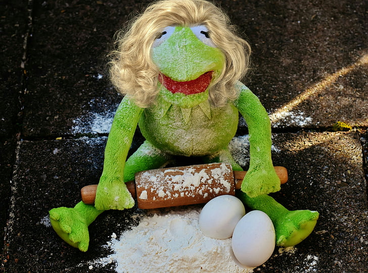 Kermit, nướng, đồ chơi mềm, Buồn cười, thời thơ ấu, trẻ em chỉ, vui vẻ
