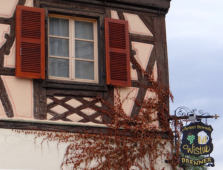 ventana, persianas, truss, casco antiguo, históricamente, Inicio, Fachwerkhaus