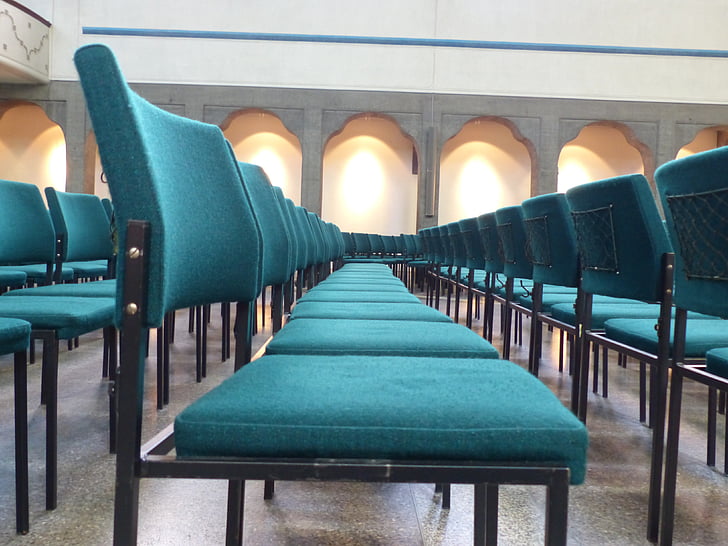 chairs, chair series, rows of seats, green, seat, hall