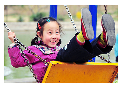 childlike, swing, innocence, child, fun, outdoors, happiness