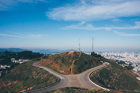 San Franciskas, Twin peaks, tirti, bokštas, Architektūra, miesto peizažas
