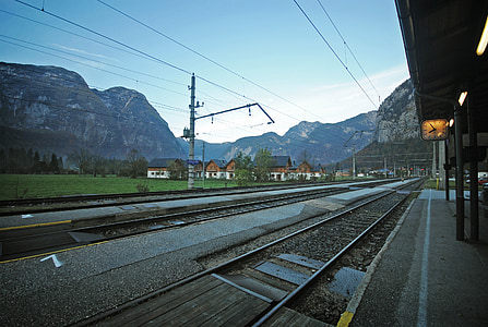 train, station, tracks, railway, electricity, transportation, rail