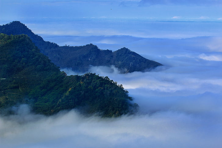 foggy road, clouds, a surname, landscape, views, japan, alpine
