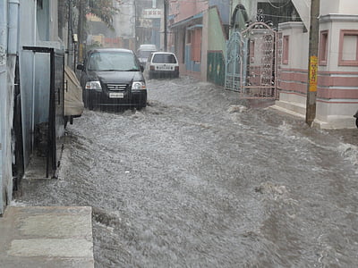 Flood, vatten, Street, katastrof, nödsituationer, översvämningar, bil