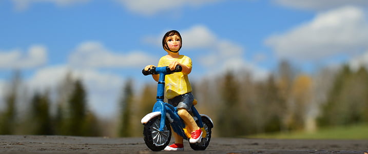 menino, bicicleta, bicicleta, criança, natureza, equitação, ciclo de