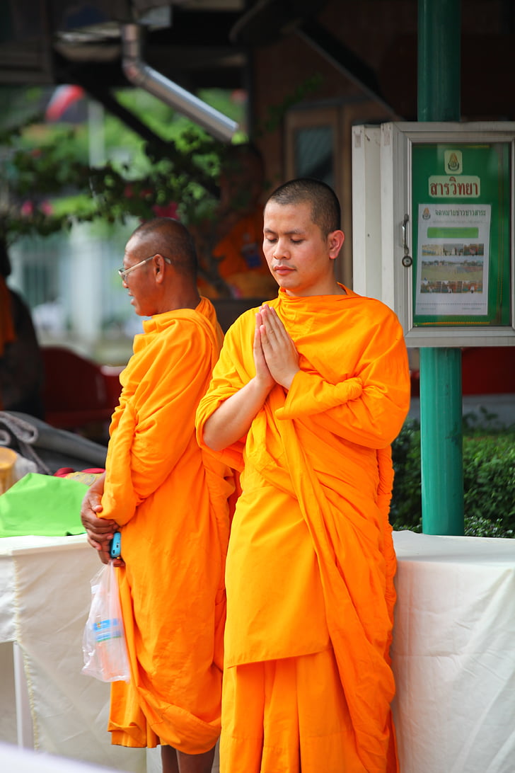bouddhistes, moines, orange, robes de chambre, cérémonie, Convention, réunion