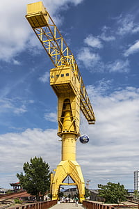 Крейн, гигантски, метал, жълто, кран - строителни машини, архитектура, строителната индустрия