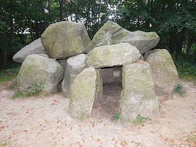 cova, túmulo, Viking, túmulo megalítico, idade média, pedras, floresta