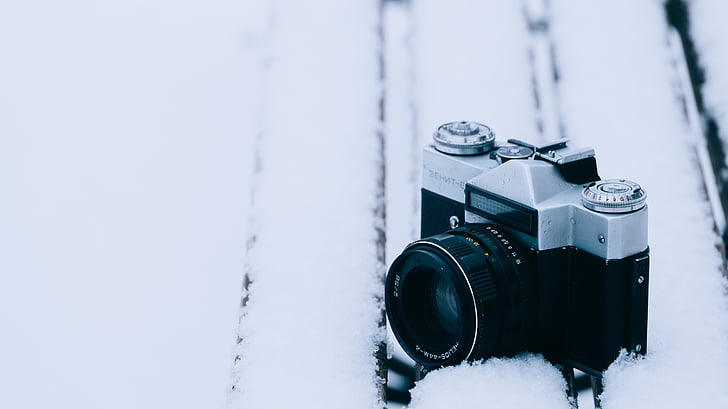 相机, 感冒, 镜头, 宏观, 单反相机, 雪, 冬天