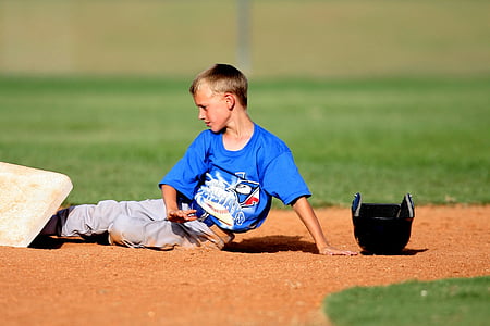 baseball, player, runner, second base, action, slide, safe