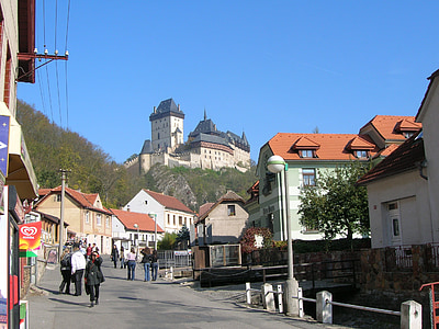 Karlstein, Straße, Prag, Schloss, Blick, Tourismus, Urlaub