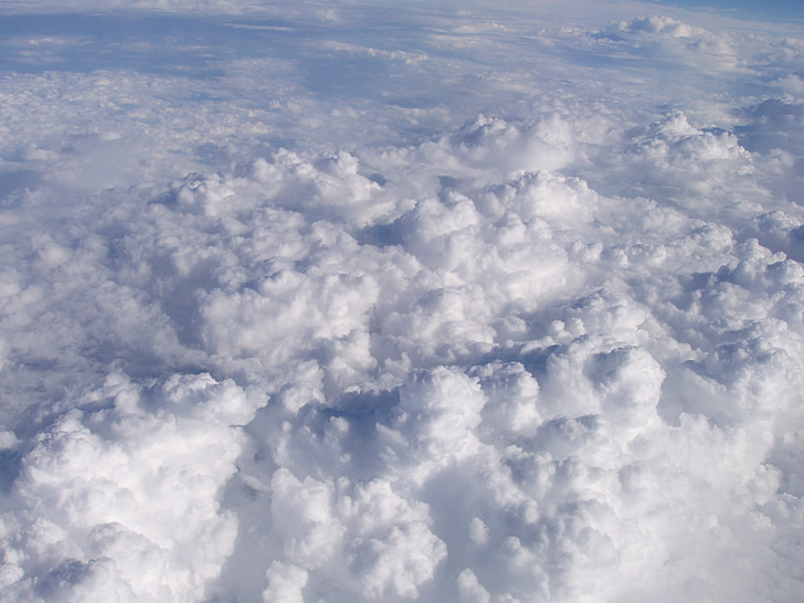 hvit, fluffy, skyer, himmelen, skyet, Cloudscape, Air