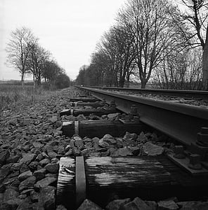 železniční tratě, kameny, vlakem, železnice, sledování, železnice, cestování