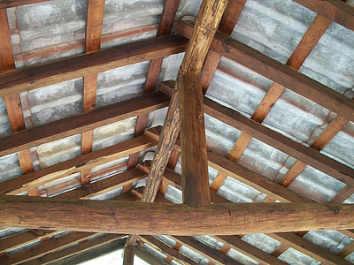 estructuras, madera, techo, laminado de, pino, tronco