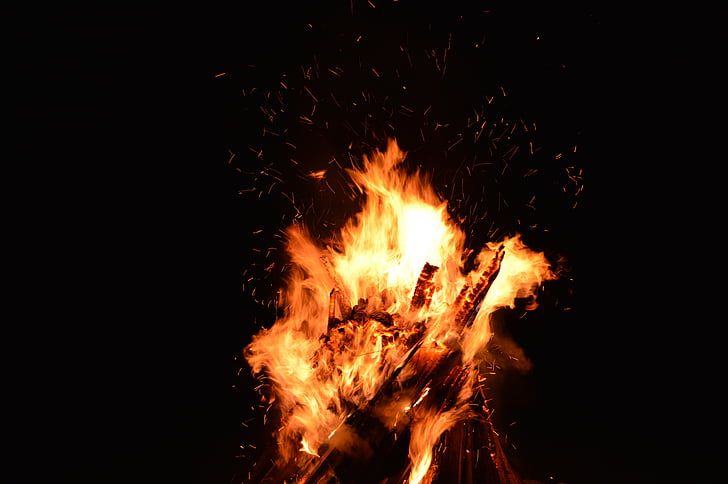 brand, Sparks, vlam, brand achtergrond, warmte, hete, branden