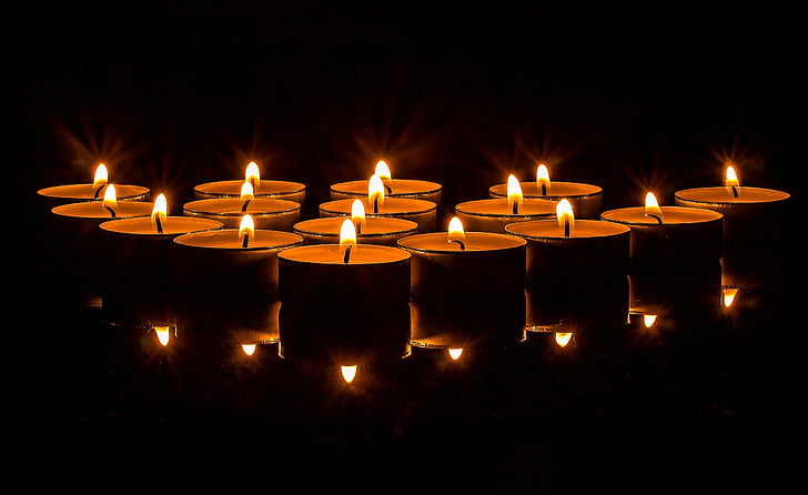 lights, tea lights, candles, light, burn, candlelight, wax candle