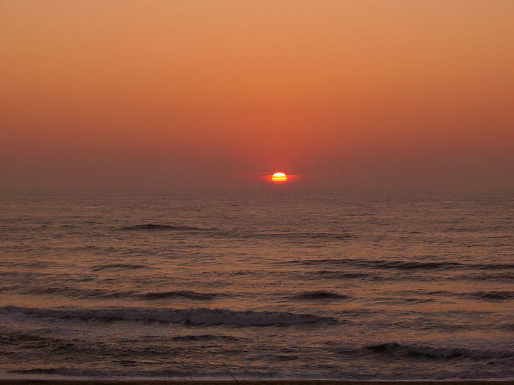 naplemente, tenger, Beach