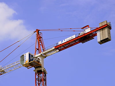 Crane, konstruksi, bekerja, bangunan, tinggi, langit, industri konstruksi