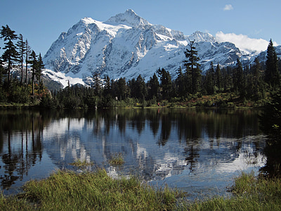 MT baker, hegyi, Washington, természet, alpesi, tó, táj