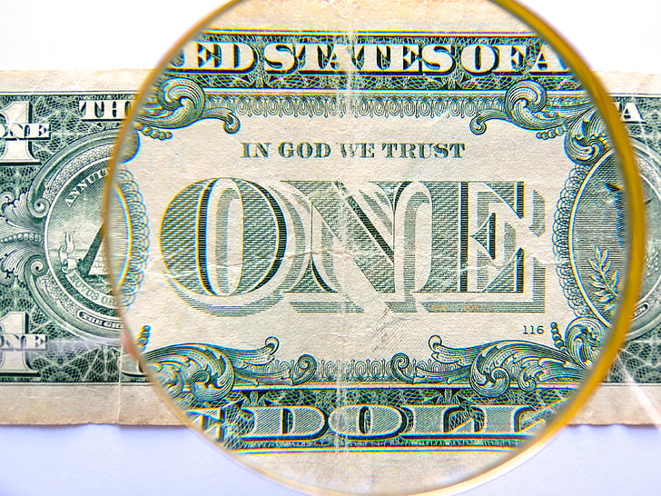 dollar, valuta, Financiën, dollarbiljet, een, Amerika, in god die we trust