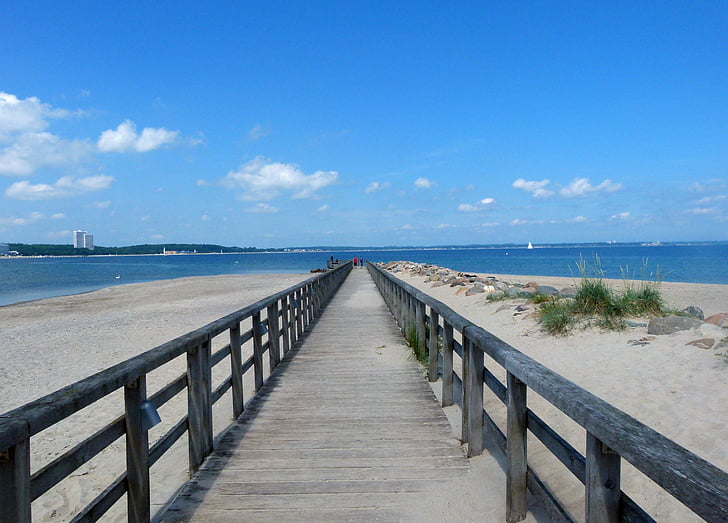 Web, Most, pláž, Baltské moře, Já?, Boardwalk, voda