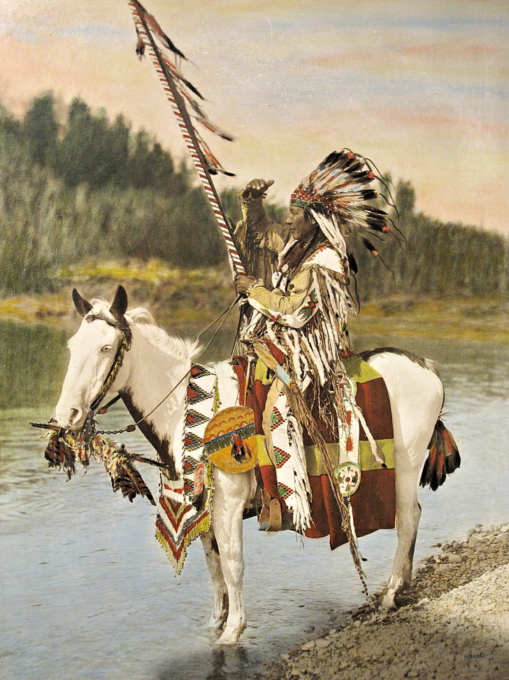native indian, olieverf schilderij, Alberta canada, kunst, Museum, paard, dier