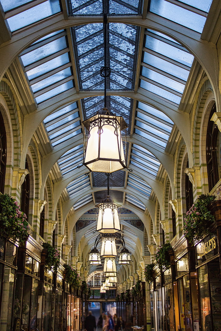Arcade, viktoriansk, l, arkitektur, England, byen, Storbritannia