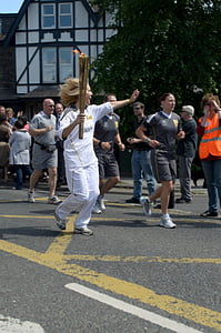 torch, fire, flame, runner, olympic games, london, sport