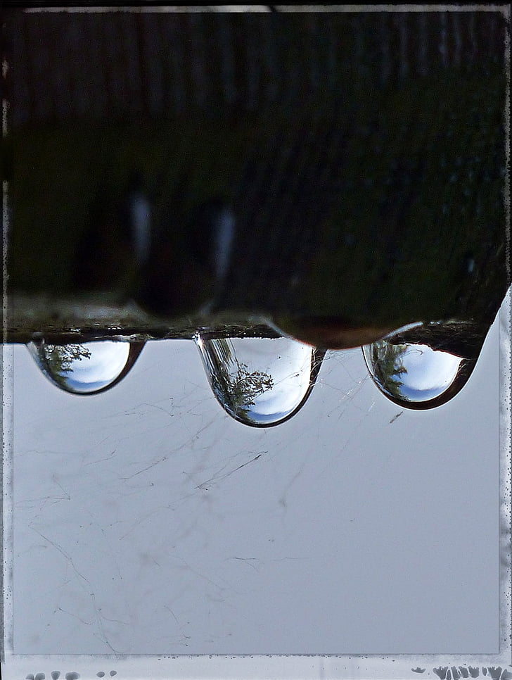 gotas de lluvia, reflexión, macro, naturaleza, agua, líquido, claro