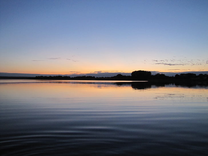 Masuria, sjön, landskap, solnedgång, vatten